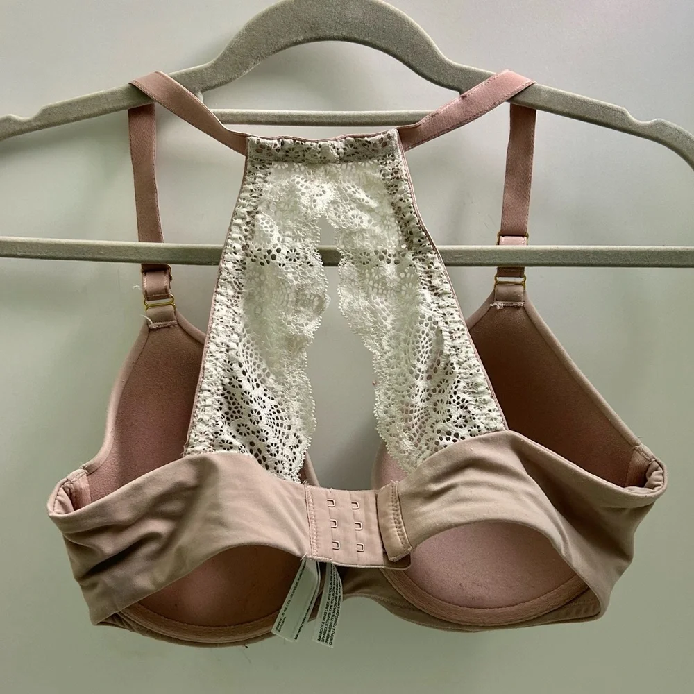 SOMA Embraceable FC Geo Lace Racerback Blush Pink & Cream Bra Size 34DD - Picture 2 of 12